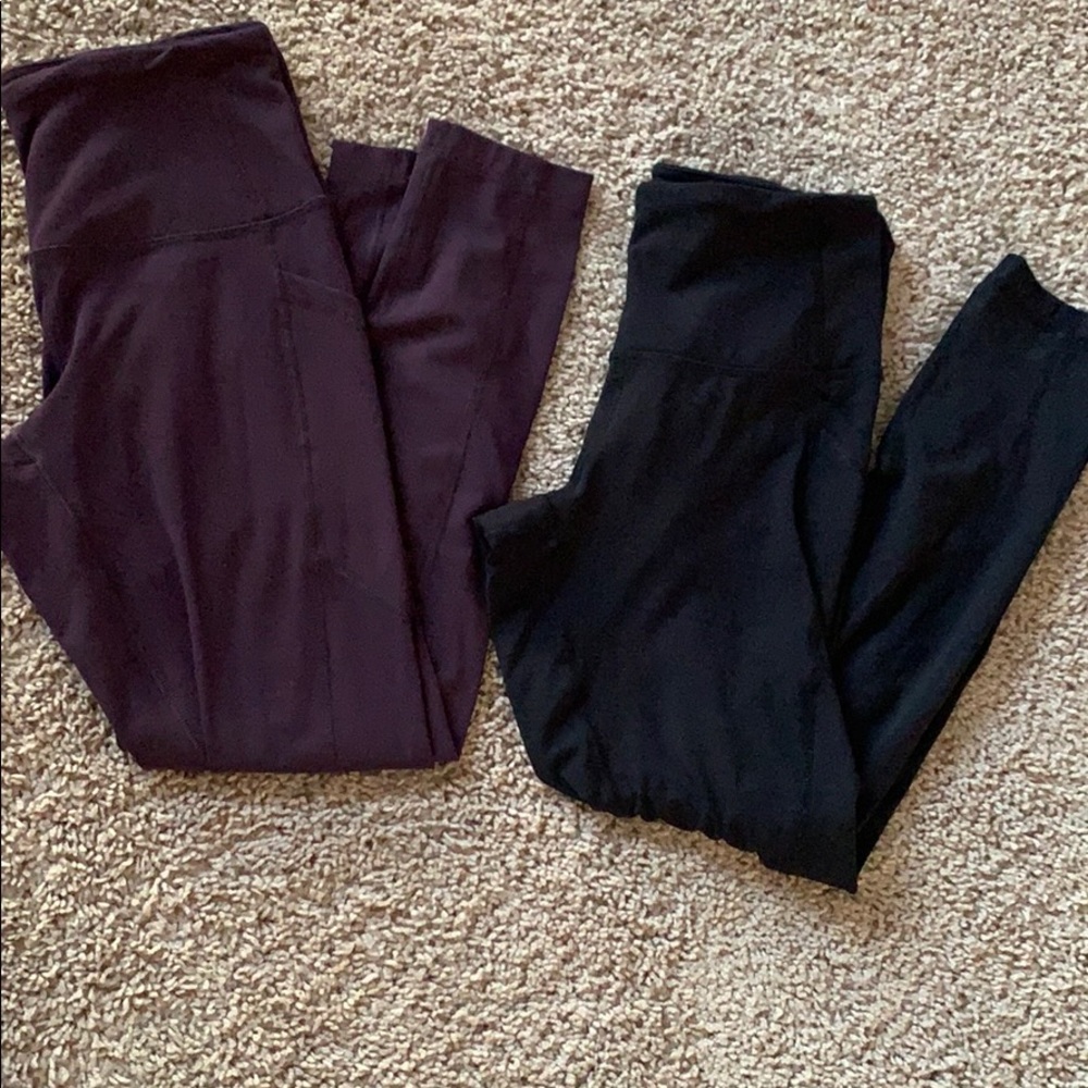 plum and black workout leggings